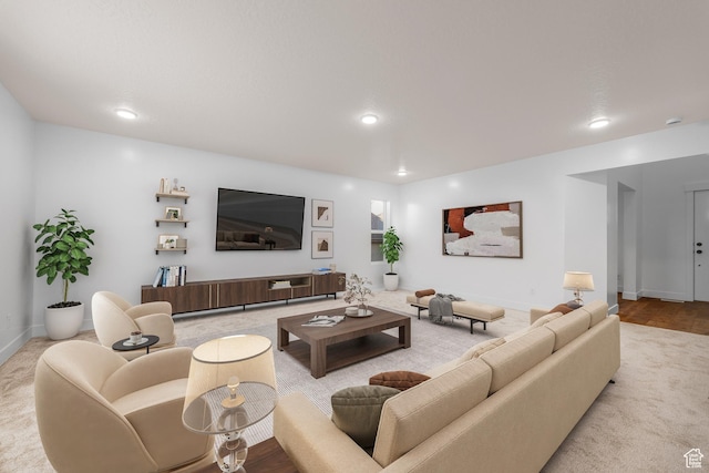 1636 W Onyx Dr Unit 217, Santaquin, UT 84655 - carpeted living room featuring recessed lighting