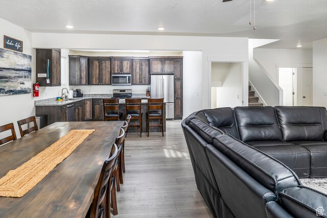 156 E Sailors Way Unit 11, Garden City, UT 84028 - living room with sink, ceiling fan, and light hardwood / wood-style flooring