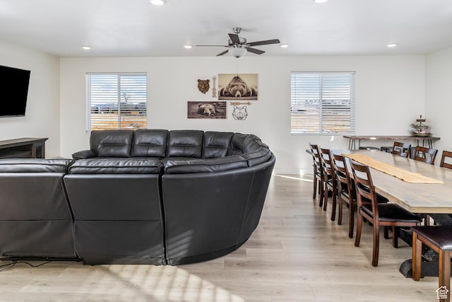 156 E Sailors Way Unit 11, Garden City, UT 84028 - living room featuring ceiling fan and light hardwood / wood-style flooring