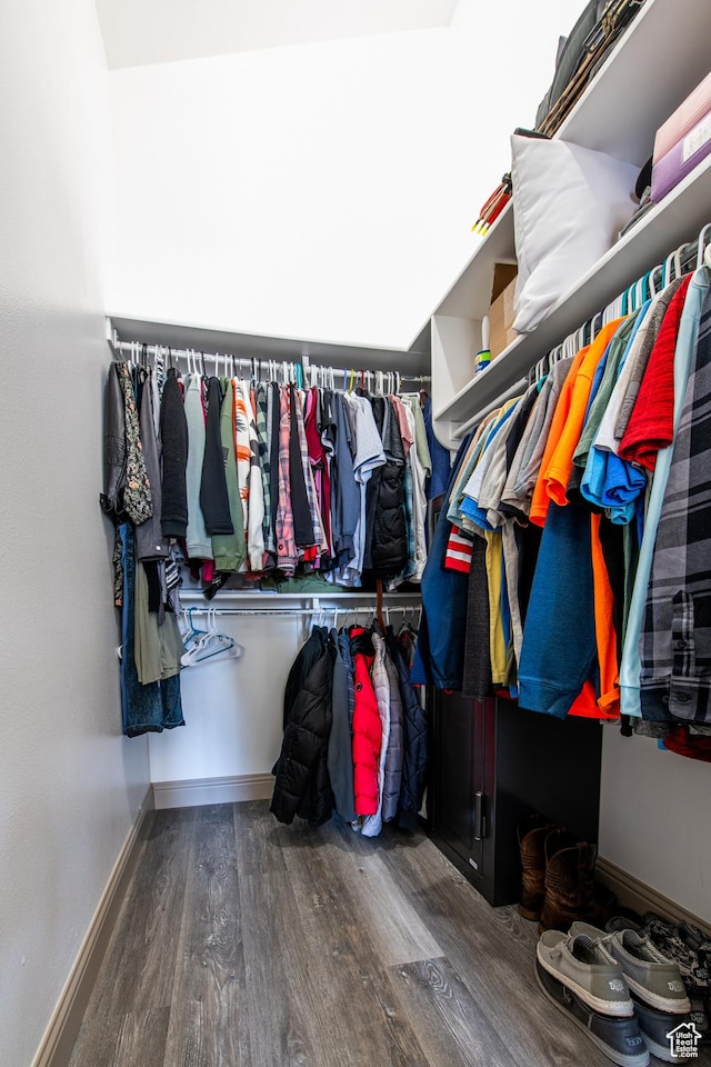 spacious closet featuring hardwood / wood-style flooring