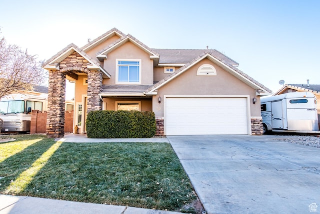 view of front of home with a front yard