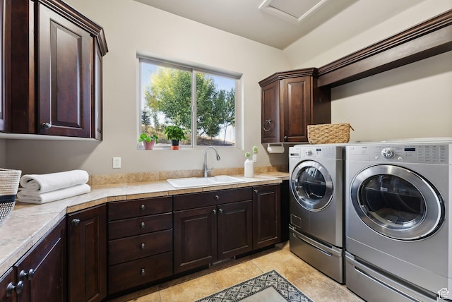 3180 E Stoney Creek Cir S, Heber City, UT 84032 - washroom with cabinet space, separate washer and dryer, and light tile patterned flooring