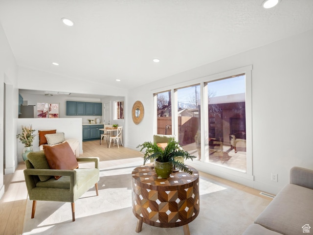 living room with light wood-type flooring