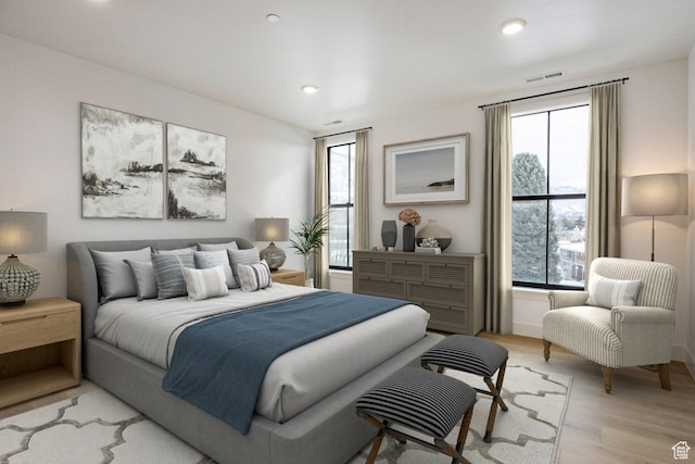 bedroom featuring light wood-type flooring