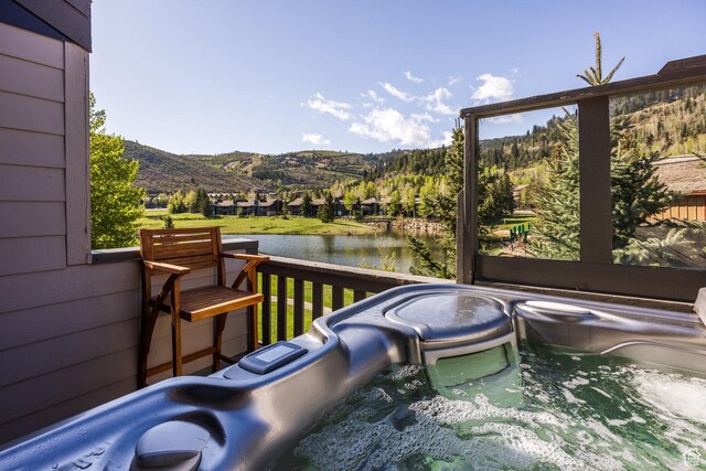 1428 N Deer Valley Dr, Park City, UT 84060 - wooden deck with a water and mountain view