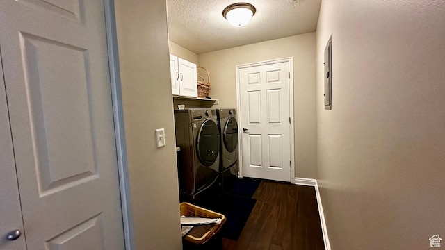 929 W 1920 S Unit A, Syracuse, UT 84075 - laundry area with separate washer and dryer, dark hardwood / wood-style floors, cabinets, and a textured ceiling