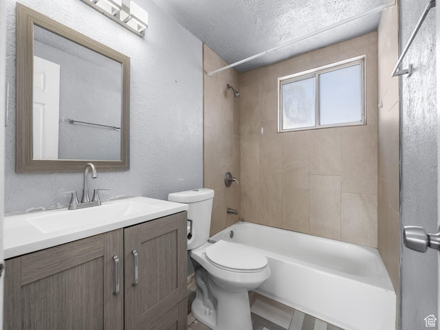 320 W Washington Ave S, American Fork, UT 84003 - full bathroom featuring tiled shower / bath, vanity, a textured ceiling, and toilet