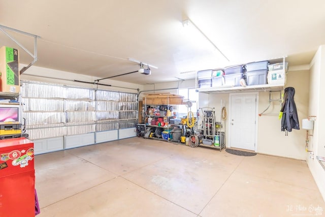 garage with a garage door opener