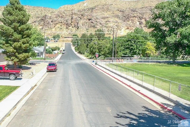 view of road with a mountain view