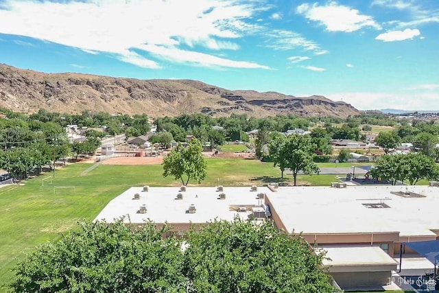 bird's eye view with a mountain view