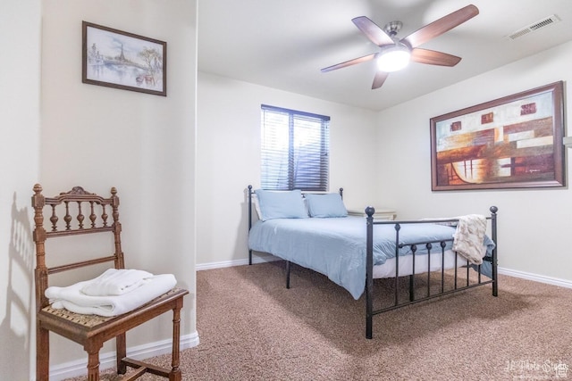 bedroom with carpet and ceiling fan