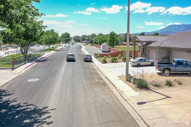 view of street featuring a mountain view