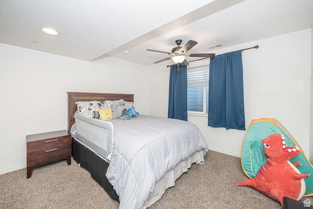 12138 S Willmar Cir, Riverton, UT 84065 - bedroom with carpet flooring, a ceiling fan, and recessed lighting