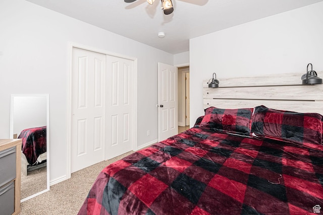 12138 S Willmar Cir, Riverton, UT 84065 - bedroom with carpet floors, a ceiling fan, and a closet