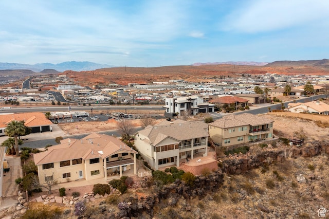 aerial view with a mountain view