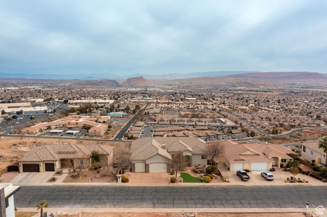 aerial view featuring a mountain view