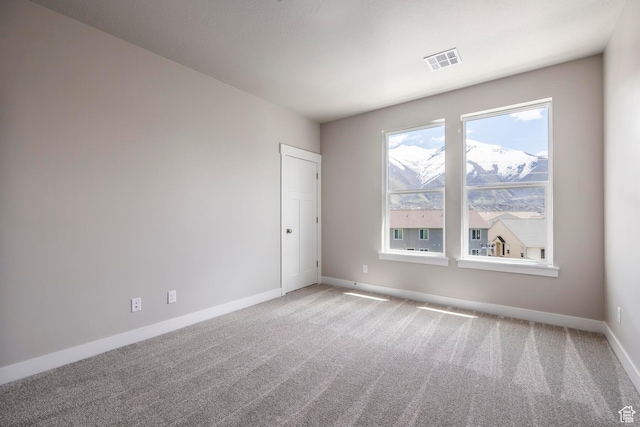 spare room featuring light carpet