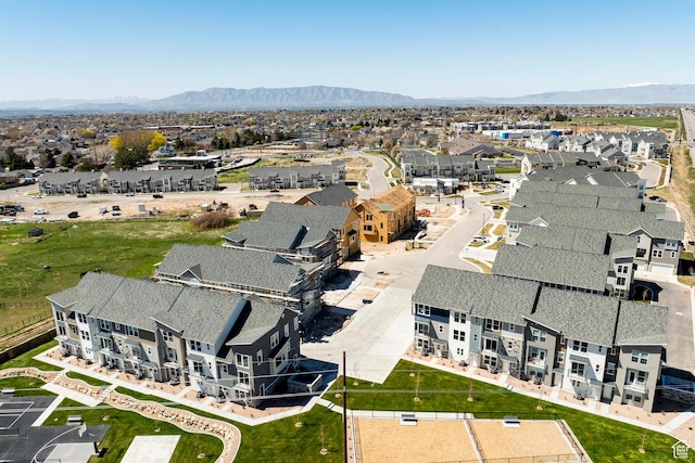 aerial view with a mountain view