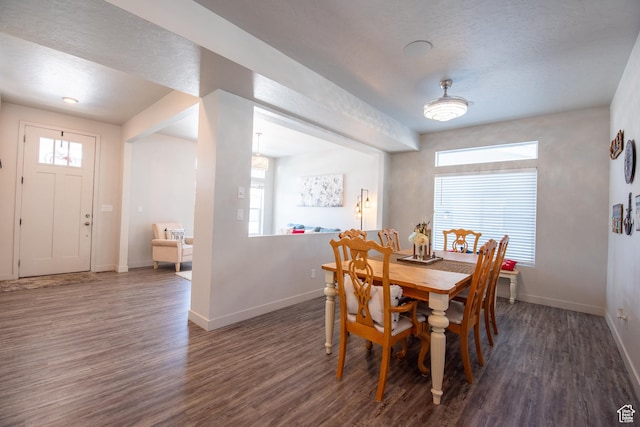 324 S Hayes Well Ln, Saratoga Springs, UT 84045 - dining room featuring baseboards, a textured ceiling, and wood finished floors