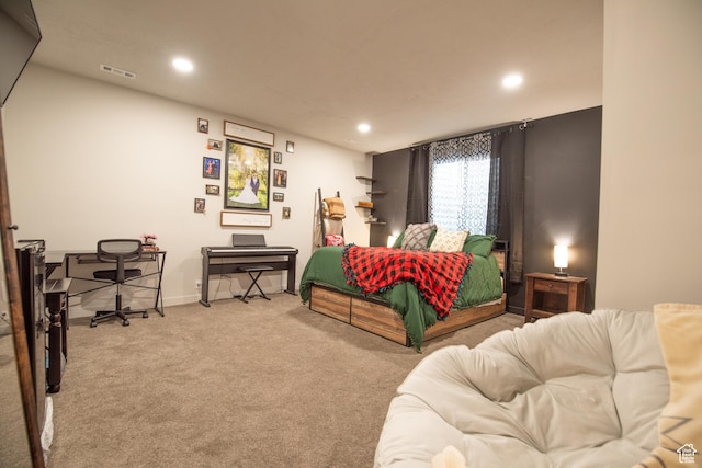 324 S Hayes Well Ln, Saratoga Springs, UT 84045 - bedroom with baseboards, visible vents, recessed lighting, and carpet