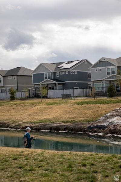 324 S Hayes Well Ln, Saratoga Springs, UT 84045 - exterior space with a water view, fence, and a residential view
