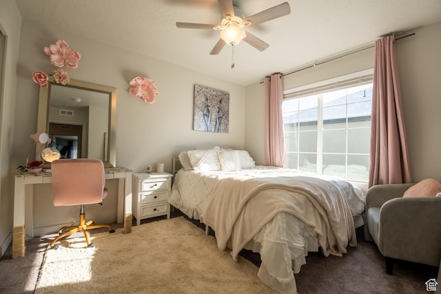 324 S Hayes Well Ln, Saratoga Springs, UT 84045 - carpeted bedroom featuring visible vents and ceiling fan