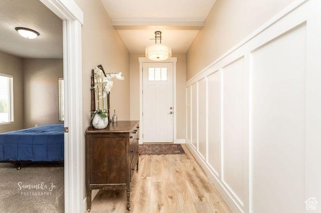 doorway featuring light hardwood / wood-style flooring