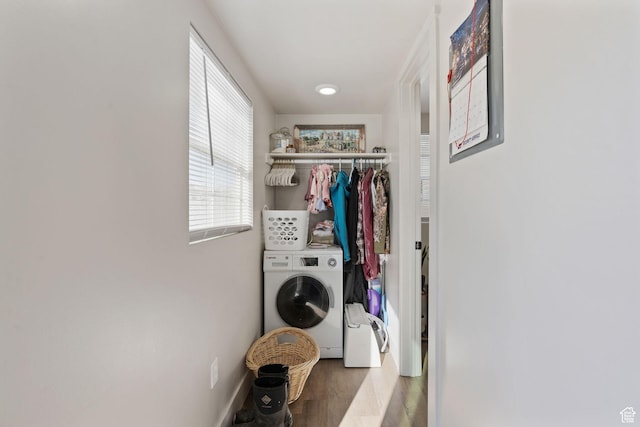 6007 W 8000 S, Payson, UT 84651 - washroom with wood finished floors, washer / clothes dryer, and laundry area