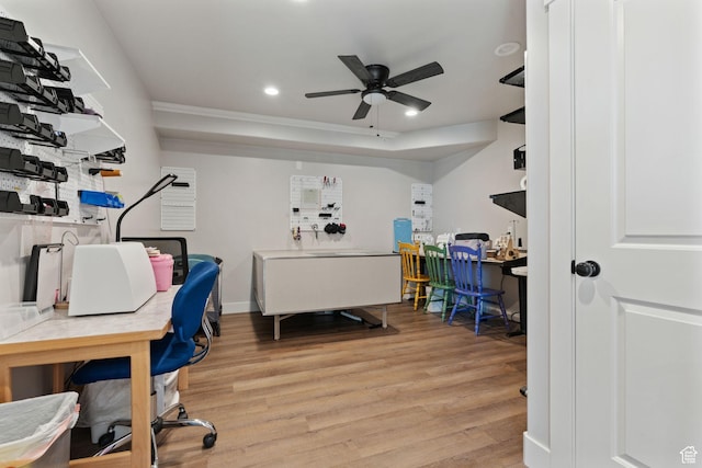 6007 W 8000 S, Payson, UT 84651 - office with recessed lighting, ceiling fan, light wood-style flooring, and baseboards
