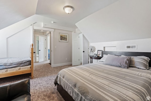 6007 W 8000 S, Payson, UT 84651 - carpeted bedroom featuring lofted ceiling, baseboards, and visible vents