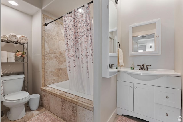 6007 W 8000 S, Payson, UT 84651 - bathroom with tile patterned flooring, toilet, visible vents, vanity, and tiled shower / bath