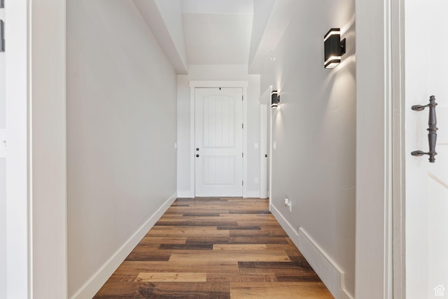 6007 W 8000 S, Payson, UT 84651 - corridor with baseboards and dark wood-style flooring