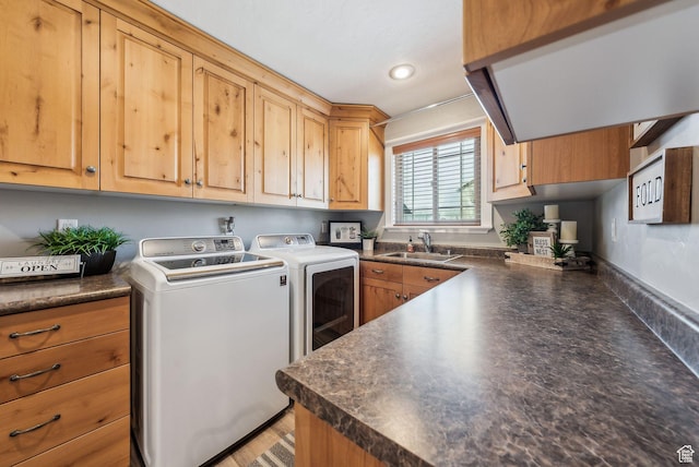116 E Sandpiper Ln S, Saratoga Springs, UT 84045 - laundry area with washer and clothes dryer, cabinet space, and recessed lighting