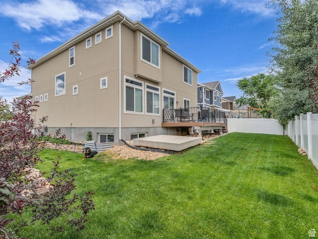 2144 S 120 E, Heber City, UT 84032 - rear view of property featuring a fenced backyard, a deck, and stucco siding