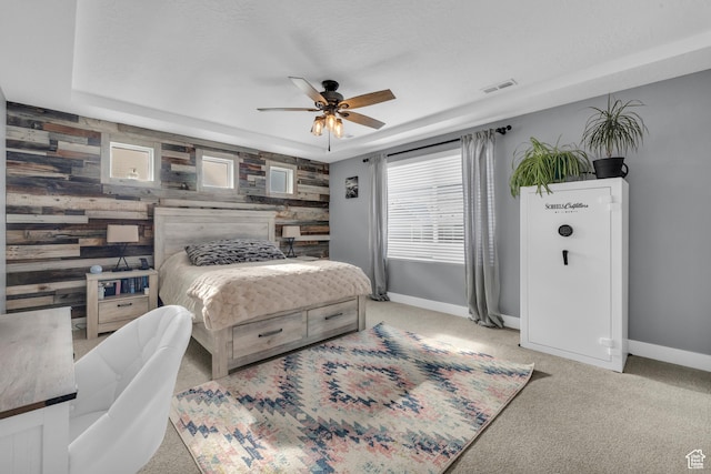 2144 S 120 E, Heber City, UT 84032 - bedroom with an accent wall, carpet flooring, wood walls, and ceiling fan