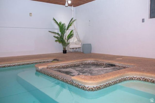 view of swimming pool with a jacuzzi