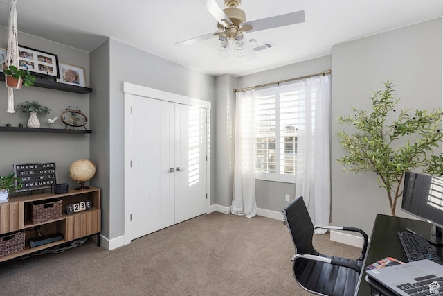 2305 E 3350 S, St George, UT 84790 - carpeted office space with visible vents, baseboards, and ceiling fan