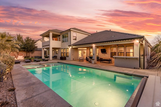 2305 E 3350 S, St George, UT 84790 - rear view of house with a patio, a balcony, ceiling fan, and an outdoor hangout area
