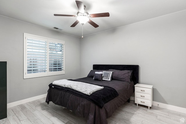 2305 E 3350 S, St George, UT 84790 - bedroom featuring visible vents, light wood finished floors, baseboards, and a ceiling fan