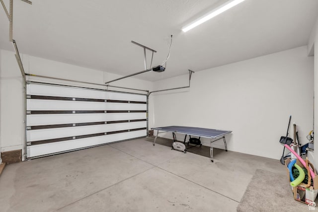 garage with a garage door opener