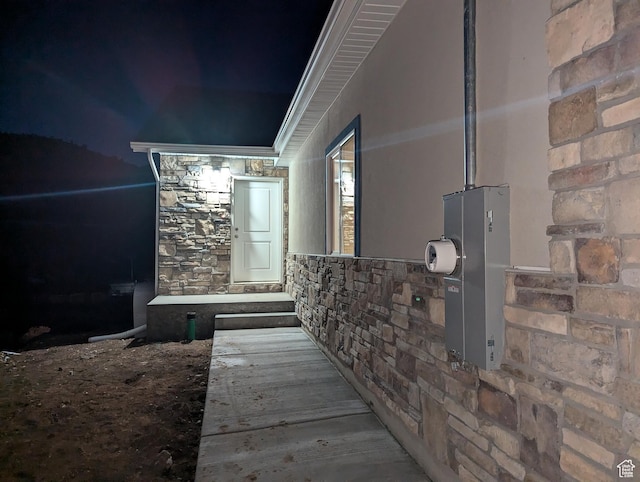 350 W Dublin S, Eureka, UT 84628 - property exterior at night with stone siding