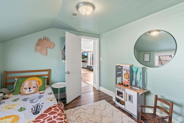 58 W 6100 S, Murray, UT 84107 - bedroom with lofted ceiling and dark hardwood / wood-style floors