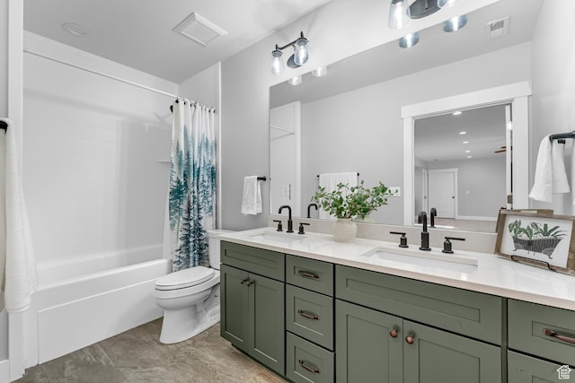 3727 S Larkspur Cir, Saratoga Springs, UT 84045 - bathroom with visible vents, a sink, toilet, and double vanity