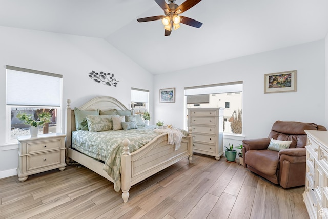 3727 S Larkspur Cir, Saratoga Springs, UT 84045 - bedroom with lofted ceiling, light wood finished floors, and ceiling fan