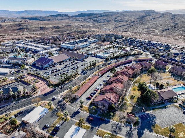 aerial view with a mountain view