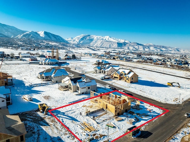 1299 S 1090 E, Salem, UT 84653 - snowy aerial view featuring a residential view and a mountain view