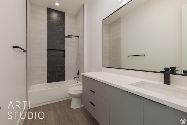 2752 S 3930 W, Hurricane, UT 84737 - full bathroom with vanity, tiled shower / bath, wood-type flooring, and toilet
