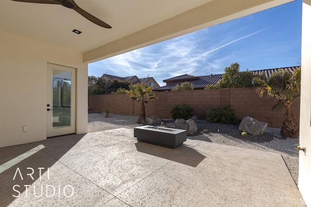 2752 S 3930 W, Hurricane, UT 84737 - view of patio with ceiling fan and an outdoor fire pit