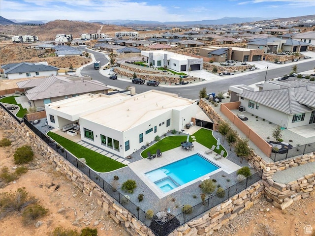 aerial view with a mountain view