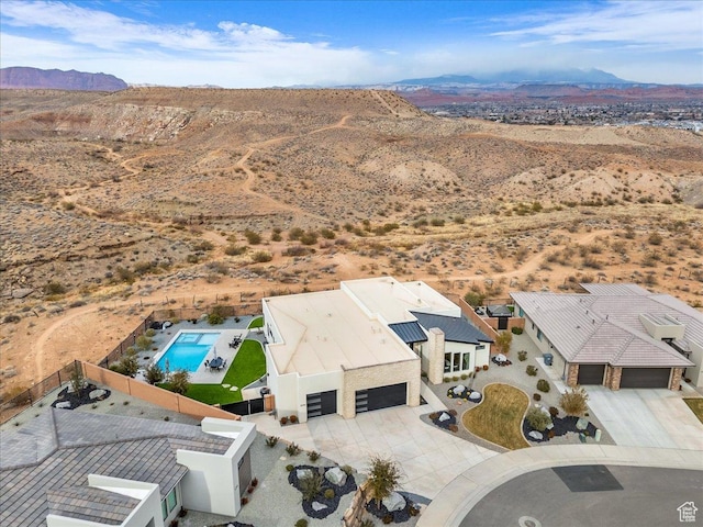 drone / aerial view with a mountain view